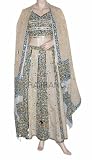 Traditional Designer Shells Work & Block Print for Ladies, Unique Design Creem & Yellow Boho Bohemian Lehnga Choli with Sequins, Mirrors, Shells Work & Block Print for Ladies Rajrang India