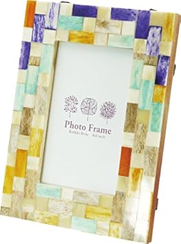 【クリックで詳細表示】【取得NG】現代百貨 天然素材 モザイク フォトフレーム S パープル K806PU： ホーム＆キッチン