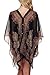 Zeagoo Womens Paisley Print Chiffon Beachwear Poncho Bikini Cover Up Top Dress, One Size, Black