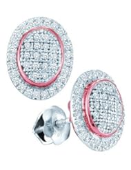 10K Two Tone Gold 0.25CT Round Cut Diamond Micro-Pave Earring