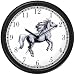 White Stallion Horse Wall Clock by WatchBuddy Timepieces (Slate Blue Frame)
