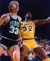 LARRY BIRD BOSTON CELTICS & LARRY BIRD LOS ANGELES LAKERS 8 X 10 PHOTO #1 (G)