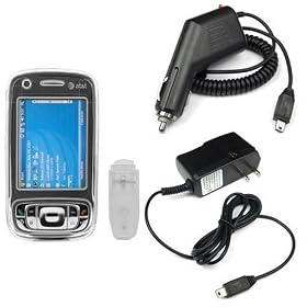 AT&amp;T HTC 8925 Tilt Smartphone Accessory Bundle - Transparent Clear Crystal Snap-on Cover Case with Clip + Rapid Car + Home Travel Charger