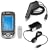 AT&T HTC 8925 Tilt Smartphone Accessory Bundle - Transparent Clear Crystal Snap-on Cover Case with Clip + Rapid Car + Home Travel Charger