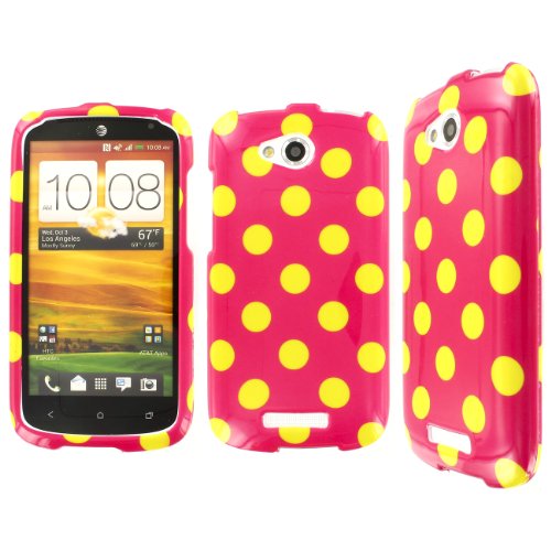 EMPIRE Full Coverage Electric Lemonade Hot Pink Polka Dot Case for HTC One VX