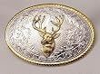 DEER HEAD  STERLING SILVER/GOLD PLATED  BELT BUCKLE