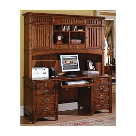 Deep Chestnut Brown Credenza with Hutch Deep Chestnut Brown by Kathy Ireland Martin