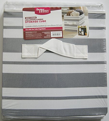 Better Homes and Gardens Collapsible Fabric Storage Cube - Gray Stripe