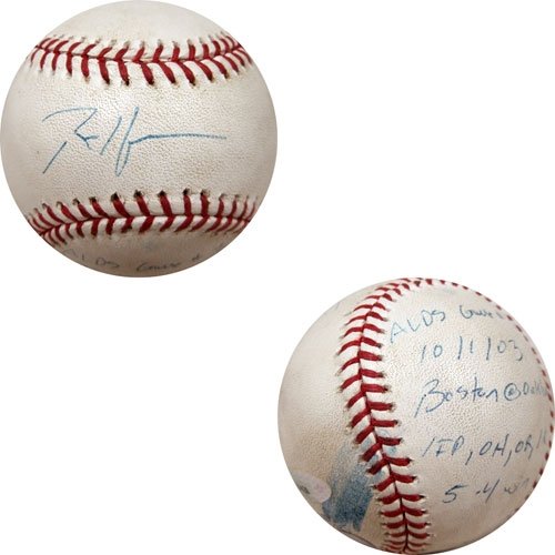 Rich Harden ALDS Game #1 10/11/03 Boston @ Oakland 1FP 0H 0R 1K 5-4 Win Autographed/Hand Signed Base