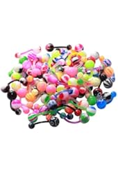 BodyJ4You&reg; Lot of 50 Assorted Bioflex Belly Button Rings Flexible 14 Gauge (50 Pieces)