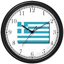Flag of Greece - Greek Theme Wall Clock by WatchBuddy Timepieces (Black Frame)