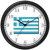 Flag of Greece - Greek Theme Wall Clock by WatchBuddy Timepieces (Slate Blue Frame)