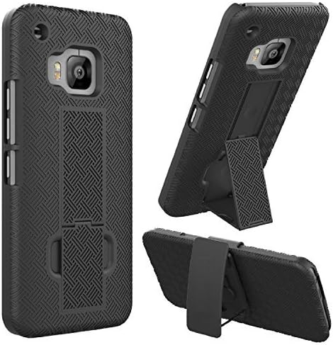 HTC M7/M8/M9 Case Combo Shell &amp; Holster Case Super Slim Shell Case w/ Built-In Kickstand + Swivel Belt Clip Holster (M9)