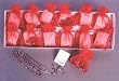 Rosary Display with 12 Red Confirmation Gift Packages, Each with Rosary and Gift Card