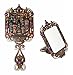 Ivenf Large Size Clouds & Castle Vintage Style Foldable Make-Up Metal Hand Mirror, Basso-Relievo Castle Pattern, Bronze & Pink