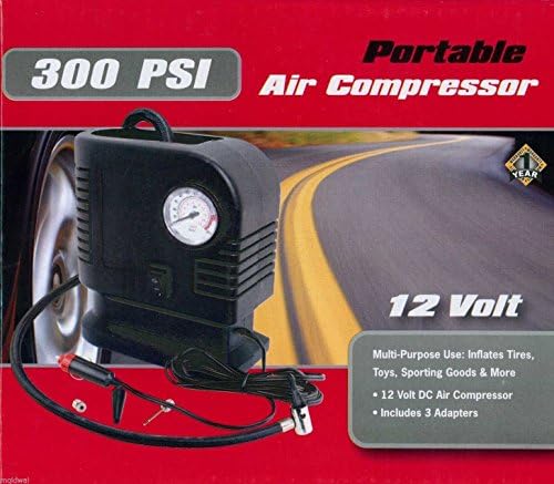 Air Compressor Portable Pump 300 PSI Auto Car SUV Tire 12v Volt + 3 Adapters NEW