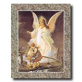 Guardian Angel With Children On Bridge Religious #2 Home Decor Wall Picture 16x20 Art Print