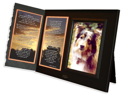 Pet Loss Sympathy Picture Frame Gift and Memorial Keepsake I'm Still Here Poem, Black with Foil Accent