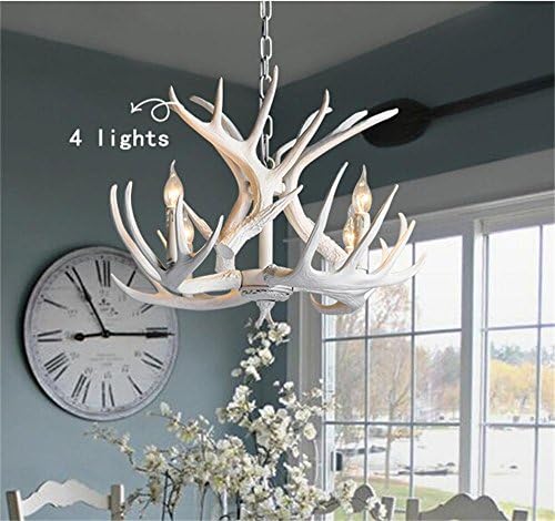 TOYM US- Antler chandelier vintage American country living room restaurant bar sets creative Mediterranean Villa garden lights ( Color : 4 Lights )