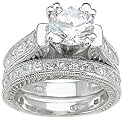 Cubic Zirconia CZ Vintage Style Wedding and Engagement Ring Set Size 5 6 7 8 9