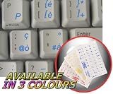 ITALIAN KEYBOARD STICKER WITH BLUE LETTERING ON TRANSPARENT BACKGROUND FOR DESKTOP, LAPTOP AND NOTEBOOK