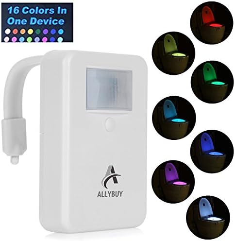Allybuy Sensor Motion Activated LED Toilet Bowl Light with 16 Colors Cycling