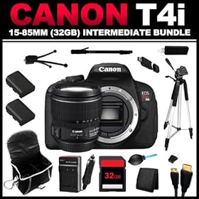 Canon EOS Rebel T4i 18.0 MP CMOS Digital Camera Full HD Movie Mode (Body Only) + Canon EF-S 15-85mm f/3.5-5.6 IS USM UD Wide Angle Zoom Lens for Canon Digital SLR Cameras (32GB Intermediate Bundle) 6558B001