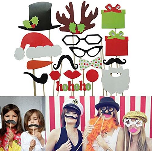 Kynxn(TM) New 17Pcs DIY Photo Booth Props Mustache Lip Antler Gift Stick Christmas Party