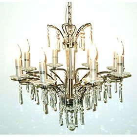 Antique Brass and Crystal 8 Light Chandelier by SmartBargains