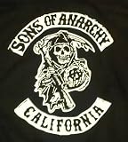 SONS OF ANARCHY CALIFORNIA,XL-BLACK ,SOA, SMALL-BIG LOGO/BOTH SLEEVE,UNISEX ADULT HOODIE ,