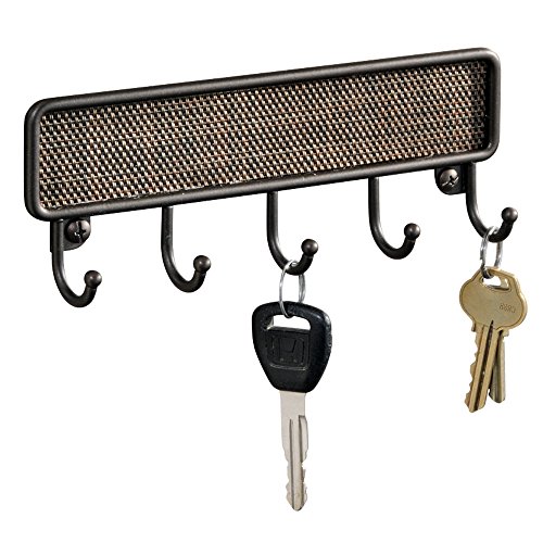 InterDesign Twillo Key Rack Organizer for Entryway, Kitchen - Wall Mount, Bronze