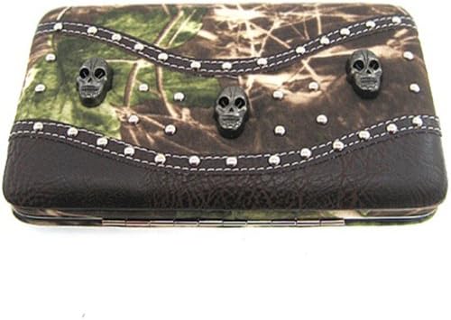 Camo Skull Flat Wallet Clutch Purse Camouflage Brown (Brown)