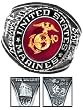 Marines Ring - Pure White Rhodium Plated Ring with Stone - USMC - Veteran Ring.