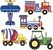 WALLIES WALLPAPER CUTOUTS 25/PKG-OLIVE KIDS TRAINS PLANES & TRUCKS 5X4