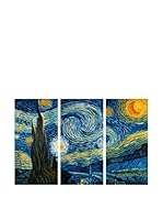 Arte Dal Mondo Pintura al Óleo sobre Linezo 3 Piezas Van Gogh Notte Stellata