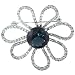 Diamond Sapphire Simulated Rhinestone Flower Pin Brooch