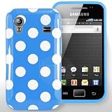 AIO Polka Dots Gel Case For Samsung Galaxy Ace S5830 With Film - Blue
