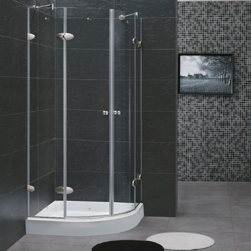 Vigo VG6021BNCL40W-Clear 40 x40 Frameless Neo-Round 1/4 Clear/Brushed Nickel Shower Enclosure wit
