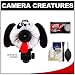 Camera Creatures Dapper Dog Portrait Posing Prop - White dog with black ears with Cleaning Accessory Kit