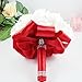 OurWarm® Red Crystal Roses Pearl Bridal Bridesmaid Wedding Bouquet Artificial Silk Flowers with 1pcs Glue Stick