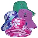 Girls Reversible UV Sun Protective Plumeria Bucket Hats (UPF 50+)