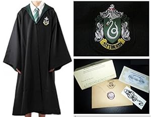 Harry Potter Youth Adult Robe Cloak (Slytherin,XL) with one free Harry Potter Letter