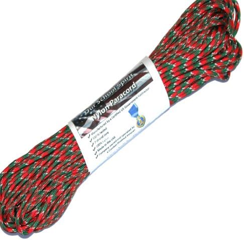 100 FT Military 550 Paracord from Our School Spirit - Made in the USA (Holly Jolly)