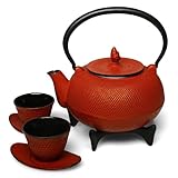 Set Gusseisen Teekanne Arare 1,4 Liter kaminrot