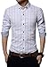 LOCALMODE Men's 100% Cotton Long Sleeve Plaid Slim Fit Button Down Dress Shirt,Acid Blue,Small