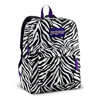 Jansport Backpack Superbreak Zebra Stripes Black and White for School Work or Play