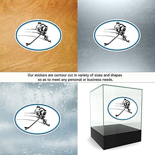 Sticker Ice Hockey Player I Pad Macbook Mobile Bedroom Attack durable Boat playing regime goal boy (14 X 9,57 Inches) Fully Waterproof Printed vinyl sticker