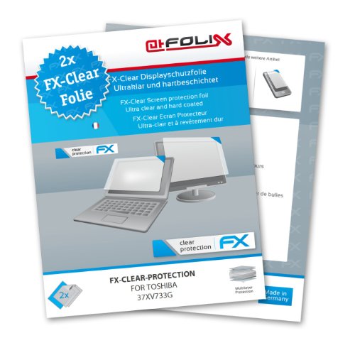 2 x atFoliX FX-Clear Displayschutzfolie für Toshiba 37XV733G / 37-XV-733G - Displayschutz kristallklar! Höchste Qualität - Made in Germany!