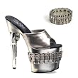 7 1/2 Inch High Platform Sexy Shoes Silver Gun Heel Bullets Ammo Military Shoes