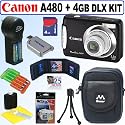 Canon PowerShot A480 10 MP Digital Camera (Black) + 4GB Deluxe Accessory Kit